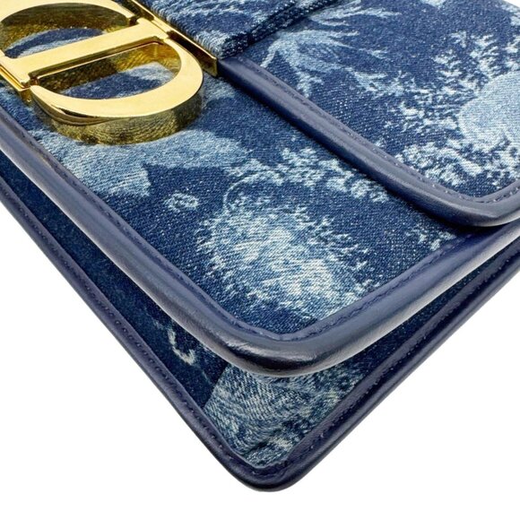 Christian Dior  Montaigne 30 Flowers Print Denim Shoulder Bag Blue - Picture 8 of 13
